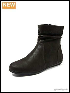 Wide Width Faux Leather Ankle Boots Memory Foam Side Zipper Casual
